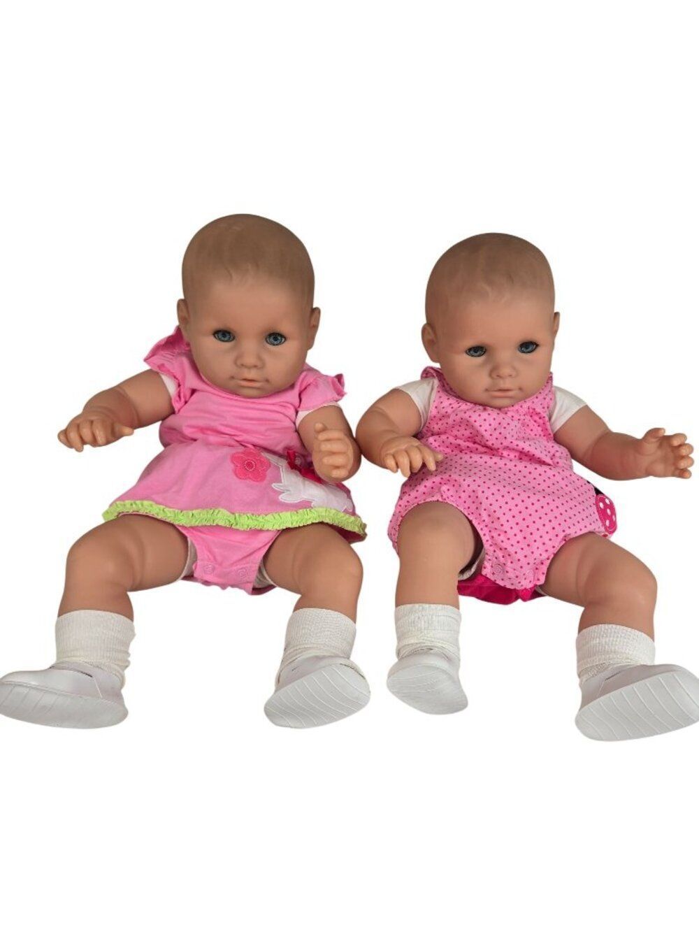 Vintage 80s Zapf Creations Set of 2 Twin Baby Dolls Weighted Extra Clothing 70-2